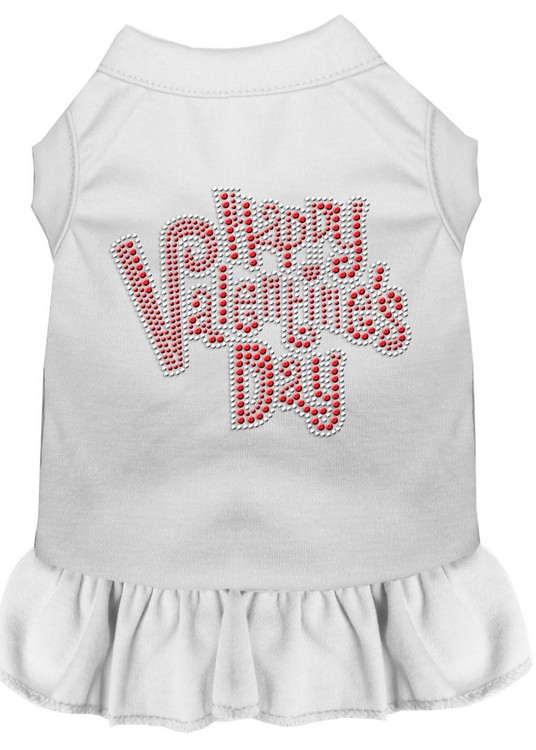 Happy Valentines Day Rhinestone Dress White XS